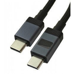 Кабель Type-C - Type-C, Hoco X118, 1 м, PD 60W, в тканевой оплетке, с дисплеем, черный