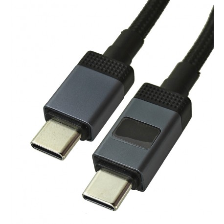 Кабель Type-C - Type-C, Hoco X118, 1 м, PD 60W, в тканинному обплетенні, з дисплеєм, чорний