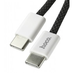 Кабель Type-C - Type-C, Hoco X104, PD 60W, 3А, 2 метра, в тканевой оплетке, черный