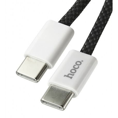 Кабель Type-C - Type-C, Hoco X104, PD 60W, 3А, 2 метра, в тканевой оплетке, черный