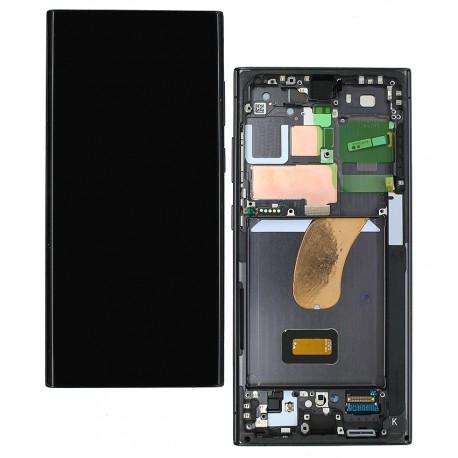 Дисплей для Samsung S918 Galaxy S23 Ultra, черный, с рамкой, оригинал (PRC)