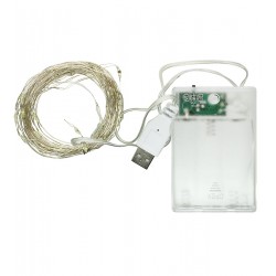 Світлодіодна гірлянда Xmas Крапля роси 100 Led 10m на мідному дроті Білий від батарей+USB