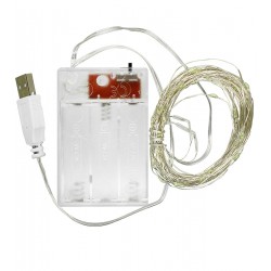 Светодиодная гирлянда Xmas Капля росы 100 Led 10m на медной проволоке Зеленый от батареек AA, +USB