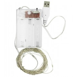 Светодиодная гирлянда Xmas Капля росы 100 Led 10m на медной проволоке Синий от батареек AA, +USB