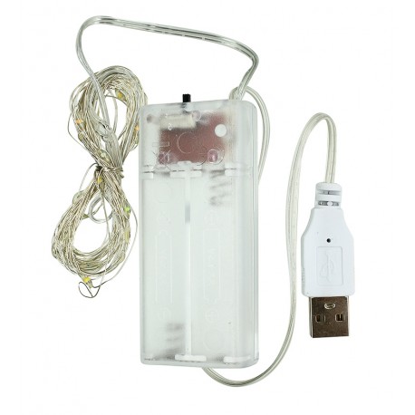 Светодиодная гирлянда Xmas Капля росы 30 Led 3m на медной проволоке Мультицветная от батареек+USB