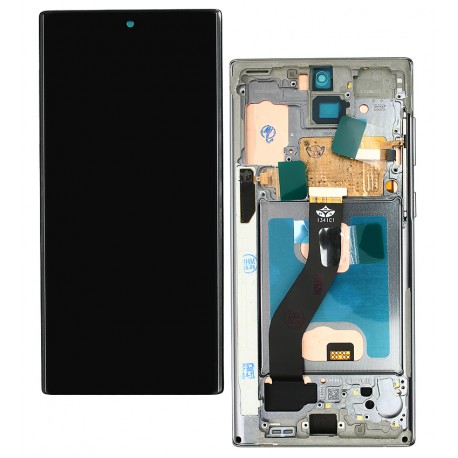 Дисплей для Samsung N970F Galaxy Note 10, сріблястий, з сенсорним екраном, з рамкою, China Quality, (TFT)