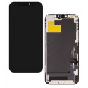 Дисплей для Apple iPhone 12, iPhone 12 Pro, черный, с рамкой, High Quality, без микросхемы, (OLED), XY OEM Soft
