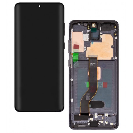 Дисплей для Samsung G985 Galaxy S20 Plus, G986 Galaxy S20 Plus 5G, чорний, з рамкою, High Quality, (OLED) Cosmic Black