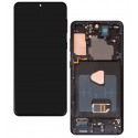 Дисплей для Samsung G996 Galaxy S21 Plus 5G, чорний, з рамкою, оригінал (переклеєне скло)