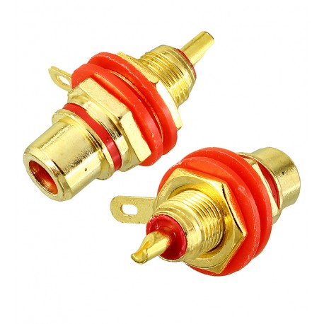 Гнездо RCA монтажное, корпус металл, gold, красное Гнездо RCA монтажное, корпус металл, gold, красное