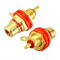 Гнездо RCA монтажное, корпус металл, gold, красное