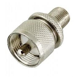 Переходник штекер UHF - гнездо F, латунь,