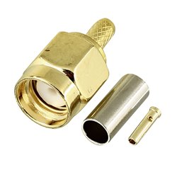 Штекер PR-SMA (реверсний) обтискний (RG-174), позолочений, латунь