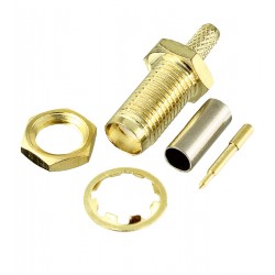 Гніздо PR-SMA (реверсне) обтискне під кабель RG-174, латунь