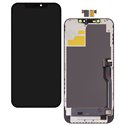 Дисплей для Apple iPhone 12 Pro Max, чорний, з рамкою, без мікросхеми, з пластиками камери та датчика наближення, (OLED), OEM hard, SL