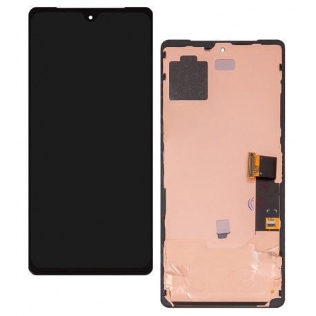 Дисплей для Google Pixel 7, чорний, з рамкою, High quality, з широким обідком, (OLED) GVU6C, GQML3