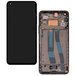Дисплей для Xiaomi Mi 11 Lite, Mi 11 Lite 5G, чорний, з рамкою, оригінал (переклеєне скло), (WM6556Z21-1)