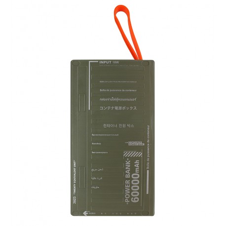 Power Bank Remax RPP-609 60000 mAh Container Series PD+QC 20W+22.5W с фонариком (зеленый)