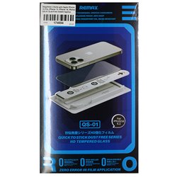 Захисне скло для Apple iPhone 14 Pro, iPhone 15, iPhone 16, Remax QS-01 Dust-Free Instant Applicator Series HD, комплект для легкої установки