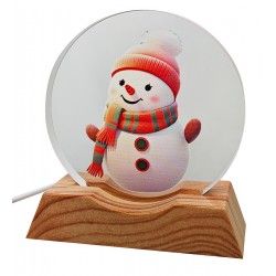 Ночник с рисунками снеговика на подставке с LED подсветкой 8см*8см JY-2241-8 (Mix color)