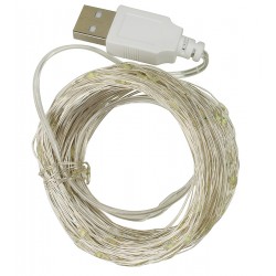 Светодиодная гирлянда, медная нить, холодный белый, 20 м, 200 светодиодов, USB