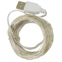 Светодиодная гирлянда, медная нить, холодный белый, 20 м, 200 светодиодов, USB