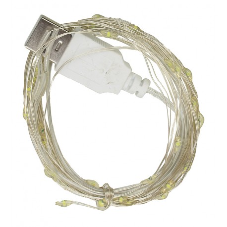 Светодиодная гирлянда, медная нить, холодный белый, 50 м, 50 светодиодов, USB