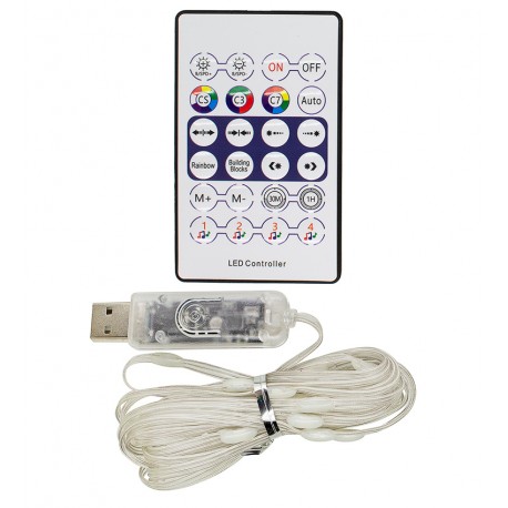 Светодиодная гирлянда, медная нить, RGB, 3 м, 30 светодиодов, с пультом, USB