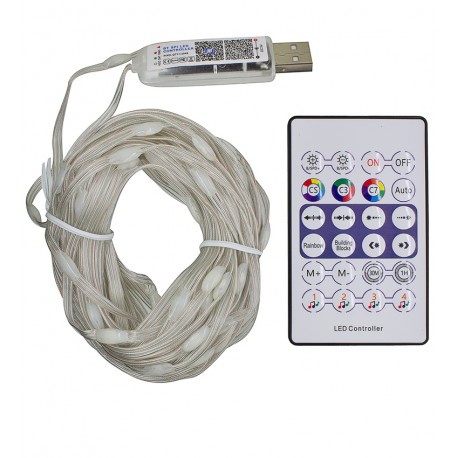 Светодиодная гирлянда, медная нить, RGB, 10 м, 100 светодиодов, с пультом, USB