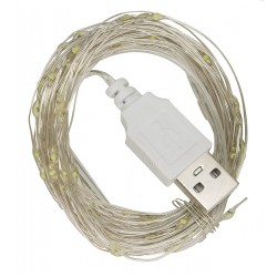 Светодиодная гирлянда, медная нить, холодный белый, 10 м, 100 светодиодов, USB