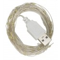 Светодиодная гирлянда, медная нить, холодный белый, 10 м, 100 светодиодов, USB