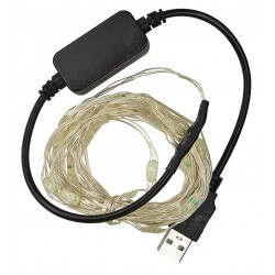 Светодиодная гирлянда, медная нить, RGB, 50 м, 50 светодиодов, bluetooth, управление с телефона, USB