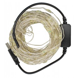 Светодиодная гирлянда, медная нить, RGB, 20 м, 200 светодиодов, bluetooth, управление с телефона, USB