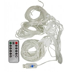 Светодиодная гирлянда штора, медная нить, RGB, 3 x 3 м, 8 режимов, с пультом, USB