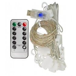 Светодиодная гирлянда штора, медная нить, разноцветная, 3 x 2 м, 8 режимов, с пультом, USB