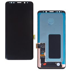 Дисплей Samsung G965 Galaxy S9 Plus, черный, с сенсорным экраном (дисплейный модуль), оригинал (переклеено стекло)