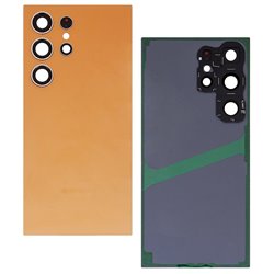 Задняя панель корпуса для Samsung S928 Galaxy S24 Ultra, оранжевый, со стеклом камеры, Titanium Orange
