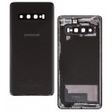 Задняя панель корпуса для Samsung G973 Galaxy S10, черный, со стеклом камеры, после демонтажа, оригинал