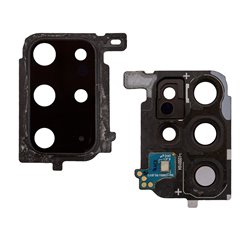 Скло камери для Samsung G985 Galaxy S20 Plus, оригінал, чорний, з рамкою, після демонтажу, Cosmic Black