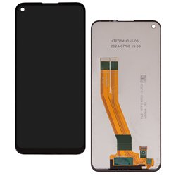 Дисплей для Samsung A115 Galaxy A11, M115 Galaxy M11, черный, без рамки, оригинал (переклеенное стекло), мутное окошко фронтальной камеры