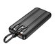 Power bank Hoco J132 10000 мАг Sabio з 3 вбудованими кабелями, USB + Type-C, 22.5 Вт/3 А, PD/QC (чорний)