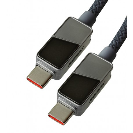 Кабель Type-C - Type-C, Remax CB02 Armor, тканевый круглый, 100 ВТ, 1,2 метр, черный