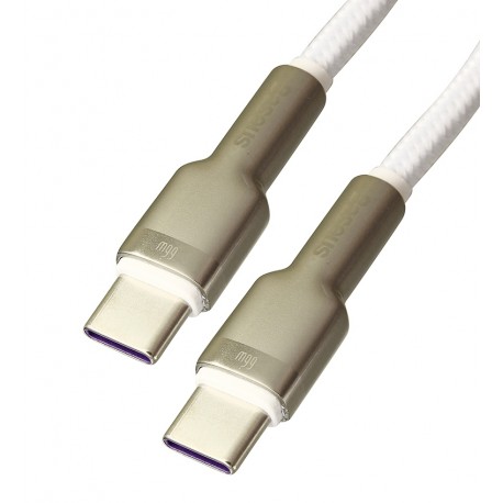 Кабель Type-C - Type-C, Baseus Cafule Metal, 100 Вт, 1 метр, белый CATJK-C02