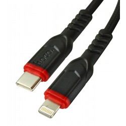 Кабель Type-C - Lightning, Hoco X59, в тканевой оплетке, 2 метр, 3А, черный