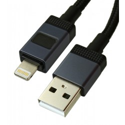 Кабель Lightning - USB, Hoco X118, 1 м, 2,4А, в тканевой оплетке, с дисплеем, черный