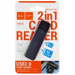 Картрідер Hoco HB45 Spirit 2-in-1 USB 2.0, 480 Мбіт/с, до 2 ТБ (сірий металік)