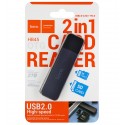 Картрідер Hoco HB45 Spirit 2-in-1 USB 2.0, 480 Мбіт/с, до 2 ТБ (сірий металік)