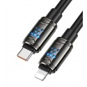 Кабель Type-C - Lightning, Hoco U143 charging data, 27Вт, 1 метр, з LED індикатором, чорний