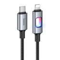Кабель Type-C - Lightning, Hoco U144 PD charging data, 27Вт, 1 метр, з LED індикатором, чорний