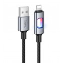 Кабель Lightning - USB, Hoco U144 charging data, 2.4А, 1 метр, з LED індикатором, чорний
